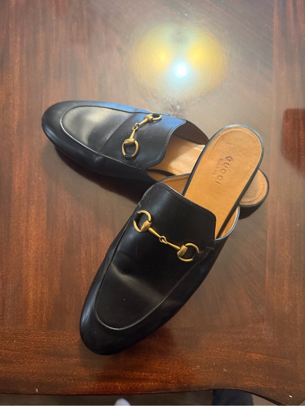 Gucci Black Leather Horsebit Slip-On Mules size 39EU 8.5US 100% Authentic